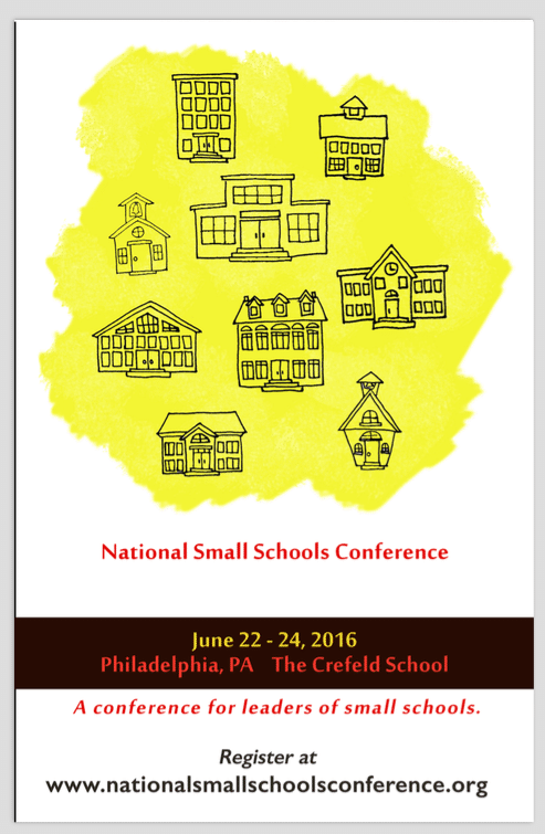 Illustrated poster promoting the 2016 National Small School Conference