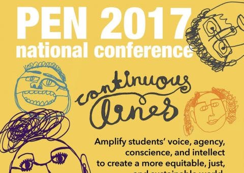 An illustrated poster to promote the PEN 2017 Conference in Boston, MA